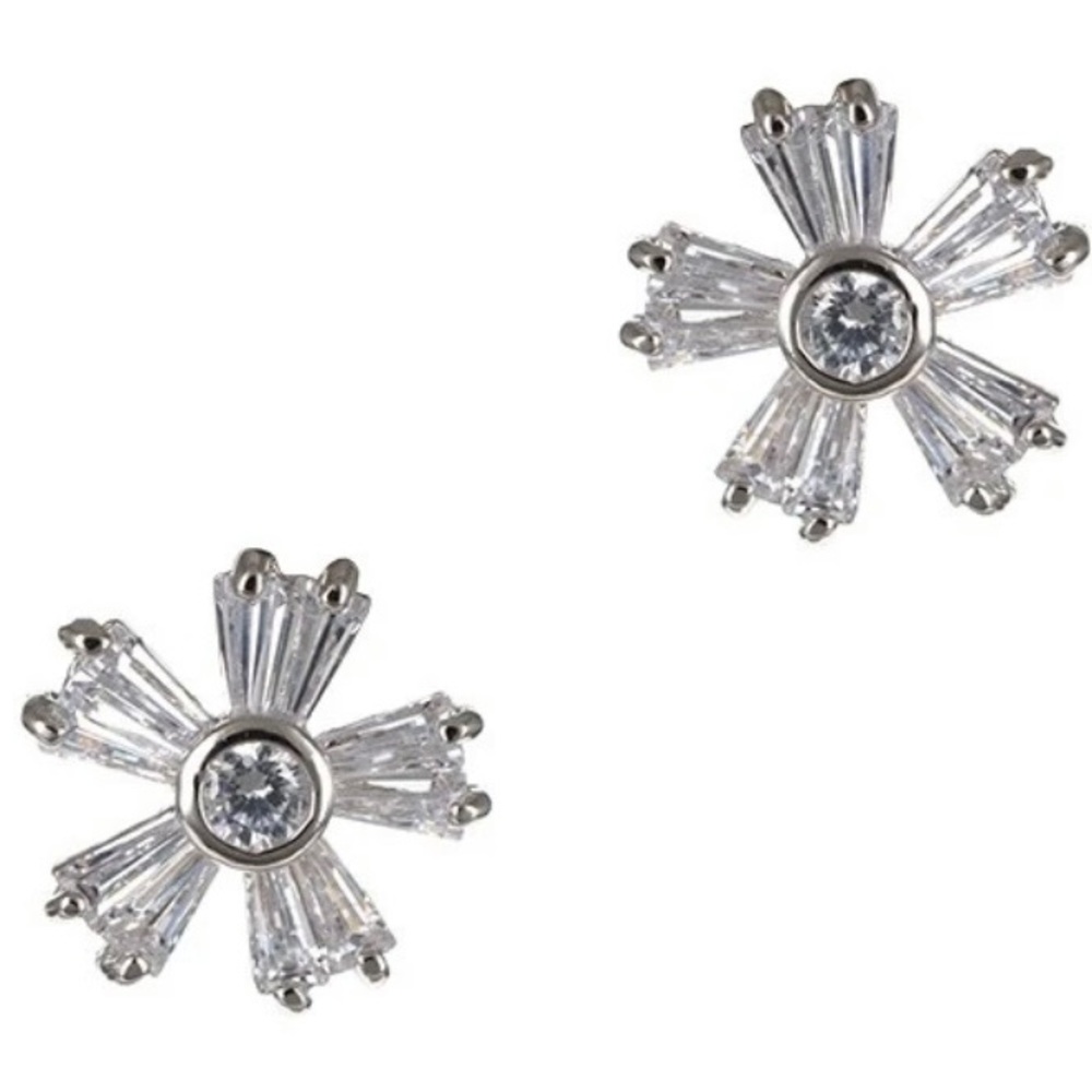 NWT Kenneth Jay Lane Baguette Flower Earrings - Picture 2 of 14